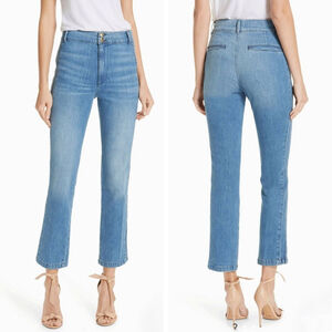 Frame Denim Parisian Straight Leg Jeans Leon light blue side stripe piping sz 28